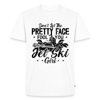 Don't Let The Pretty Face Motor Boat Jet Skier - Men's Premium Organic T-Shirt - white - Front - Nico (187cm)