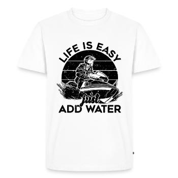 La vie est facile Il suffit d’ajouter Jet Skiing Jet Skis Jet Skier - T-shirt Premium bio Homme - blanc - Devant - Nico (187cm)