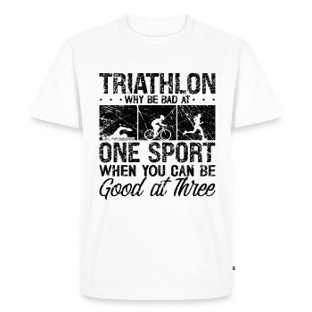 Triathlon Pourquoi être mauvais à l’entraînement Amateur de triathlon - T-shirt Premium bio Homme - blanc - Devant - Nico (187cm)