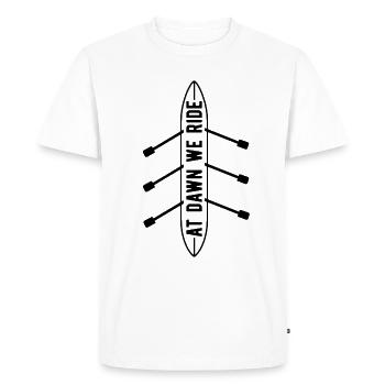 À l’aube, nous montons des rameurs de sports nautiques en aviron - T-shirt Premium bio Homme - blanc - Devant - Nico (187cm)