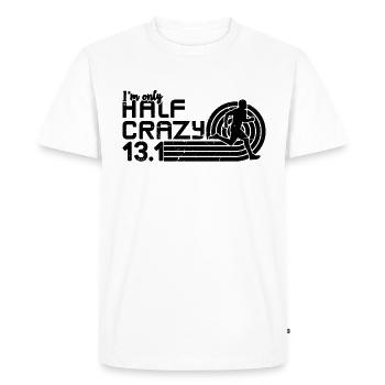 I'm Only Half Crazy Retro Athletic Race Marathoner - Men's Premium Organic T-Shirt - white - Front - Nico (187cm)