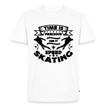 Time Is Precious Use It Winter Sports Speed Skater - Men's Premium Organic T-Shirt - white - Front - Nico (187cm)
