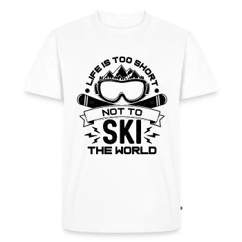 La vie est trop courte pour ne pas skier Ski de neige Skis de fond - T-shirt Premium bio Homme - blanc - Devant - Nico (187cm)