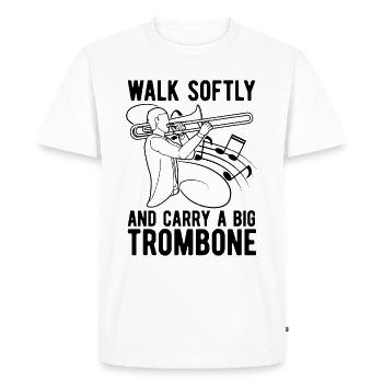 Marchez doucement et portez un instrument à vent Tromboniste - T-shirt Premium bio Homme - blanc - Devant - Nico (187cm)