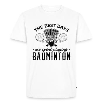 The Best Days Are Spent Net Shot Badminton Player - Men's Premium Organic T-Shirt - white - Front - Nico (187cm)