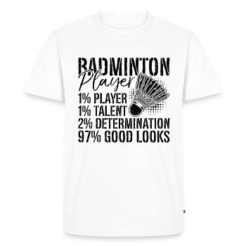 Badminton Player 1% Player Shuttlecock Badminton - Men's Premium Organic T-Shirt - white - Front - Nico (187cm)