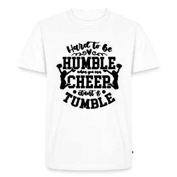 Difficile d’être humble quand vous êtes pom-pom girls de gymnastique - T-shirt Premium bio Homme - blanc - Devant - Nico (187cm)