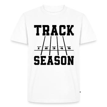 Saison d’athlétisme Triathlon Athlétique Running Sprinter - T-shirt Premium bio Homme - blanc - Devant - Nico (187cm)