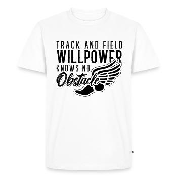 Track And Field Willpower Knows Runner Sprinter - Men's Premium Organic T-Shirt - white - Front - Nico (187cm)