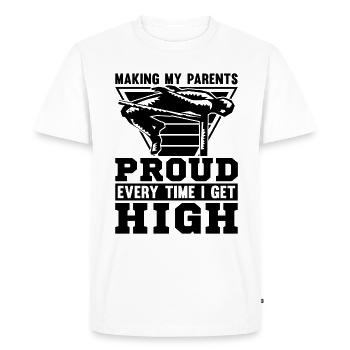 Rendre les parents fiers de chaque saut en hauteur au lancer du poids - T-shirt Premium bio Homme - blanc - Devant - Nico (187cm)