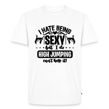 Je déteste être sexy mais je saute en hauteur - T-shirt Premium bio Homme - blanc - Devant - Nico (187cm)