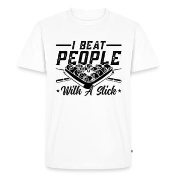 J’ai battu les gens avec Cue Sports Billiard Pool Player - T-shirt Premium bio Homme - blanc - Devant - Nico (187cm)