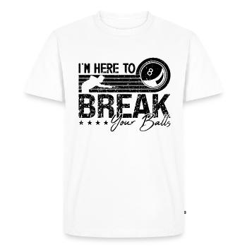 I'm Here To Break Your Retro Cue Stick Pool Player - Men's Premium Organic T-Shirt - white - Front - Nico (187cm)