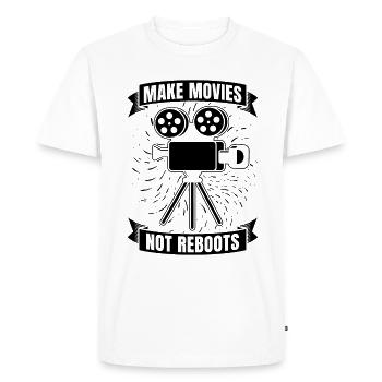 Faire des films et non des redémarrages Réalisateur de films Cinéaste - T-shirt Premium bio Homme - blanc - Devant - Nico (187cm)