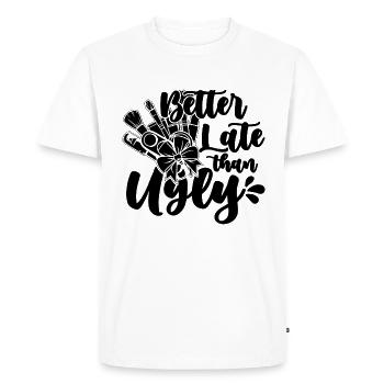 Mieux vaut tard que moche cosmétologue maquilleurs - T-shirt Premium bio Homme - blanc - Devant - Nico (187cm)