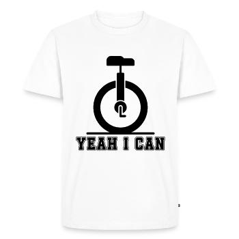 yes I Can Unicycle Cycling One Wheel Unicyclist - Men's Premium Organic T-Shirt - white - Front - Nico (187cm)