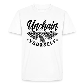 Unchain Yourself Unicycle One Wheel Unicyclist - Men's Premium Organic T-Shirt - white - Front - Nico (187cm)