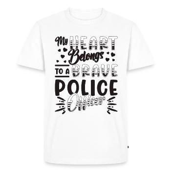 Mon cœur appartient à un policier courageux - T-shirt Premium bio Homme - blanc - Devant - Nico (187cm)