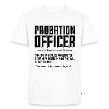 Agent de probation Quelqu’un qui résout le problème correctionnel - T-shirt Premium bio Homme - blanc - Devant - Nico (187cm)