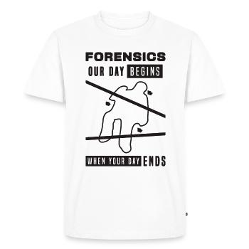 Forensics Our Day Begins Crime Forensic Scientist - Men's Premium Organic T-Shirt - white - Front - Nico (187cm)
