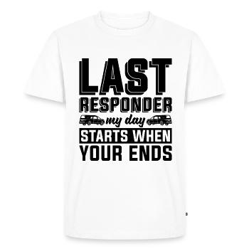 Dernier intervenant Ma journée Embaumeur Embaumeurs Morticien Embaumeurs - T-shirt Premium bio Homme - blanc - Devant - Nico (187cm)