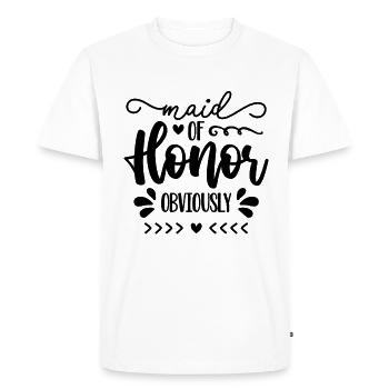 Demoiselle d’honneur évidemment Demoiselle d’honneur de mariage - T-shirt Premium bio Homme - blanc - Devant - Nico (187cm)