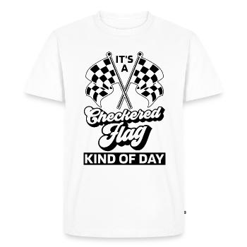 C’est une sorte de drapeau à damier de course de kart de piste - T-shirt Premium bio Homme - blanc - Devant - Nico (187cm)