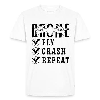 Fly Crash Repeat Fpv Race Multicopter Drone Racer - Men's Premium Organic T-Shirt - white - Front - Nico (187cm)