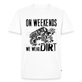 Le week-end, nous portons un coureur tout-terrain Dirt Roadtrip - T-shirt Premium bio Homme - blanc - Devant - Nico (187cm)