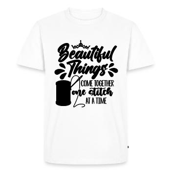 Beautiful Things Come Stitching Cross Stitch Lover - Men's Premium Organic T-Shirt - white - Front - Nico (187cm)