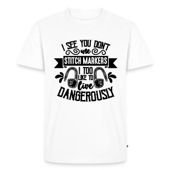 Je vois que tu n’utilises pas le tricot à point de croix Lover Lover - T-shirt Premium bio Homme - blanc - Devant - Nico (187cm)