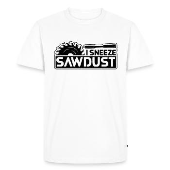 J’éternue Sciure de bois Charpenterie Menuisier Charpentiers - T-shirt Premium bio Homme - blanc - Devant - Nico (187cm)