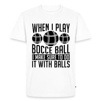 Quand je joue à la pétanque, je fais de la pétanque un joueur de pétanque - T-shirt Premium bio Homme - blanc - Devant - Nico (187cm)