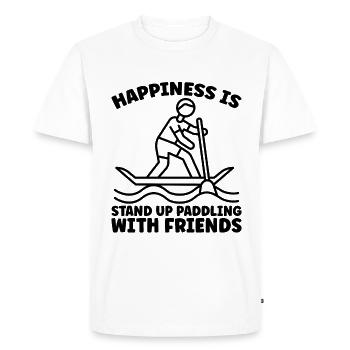 Le bonheur, c’est le stand up paddle boat paddle boarder - T-shirt Premium bio Homme - blanc - Devant - Nico (187cm)