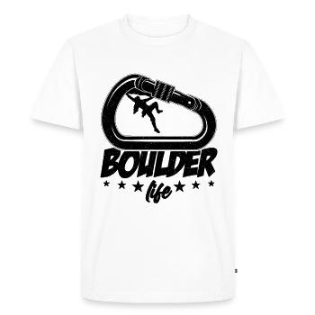 Boulder Life Escalade intérieure Alpiniste Grimpeur - T-shirt Premium bio Homme - blanc - Devant - Nico (187cm)