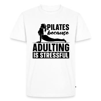 Pilates Because Adulting Is Stressful Meditation - Men's Premium Organic T-Shirt - white - Front - Nico (187cm)