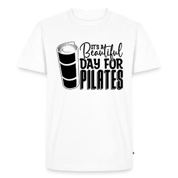 C’est une belle journée pour les amateurs de Pilates de méditation - T-shirt Premium bio Homme - blanc - Devant - Nico (187cm)