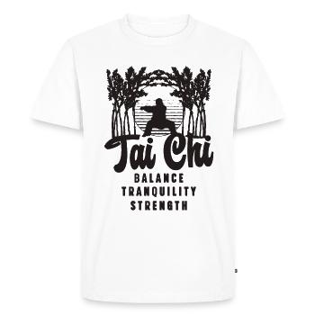 Tai Chi Balance Tranquility Strength Taijiquan - Men's Premium Organic T-Shirt - white - Front - Nico (187cm)