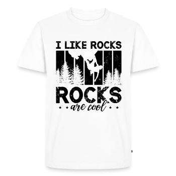 J’aime les rochers Les rochers sont rétro grimpant - T-shirt Premium bio Homme - blanc - Devant - Nico (187cm)