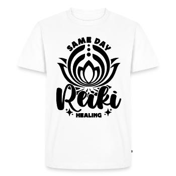 Le même jour, Maître Reiki Spirituel de Guérison Reiki - T-shirt Premium bio Homme - blanc - Devant - Nico (187cm)