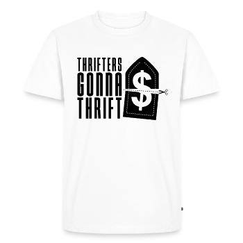 Thrifters going to Thrift Loves Second Hand Thrifter - Men's Premium Organic T-Shirt - white - Front - Nico (187cm)