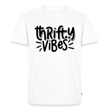 Thrifty Vibes Thrift Shopping Second Hand Thrifter - Men's Premium Organic T-Shirt - white - Front - Nico (187cm)