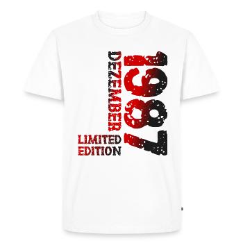 1987 Décembre Édition Limitée 36ème Anniversaire Décoration - T-shirt Premium bio Homme - blanc - Devant - Nico (187cm)