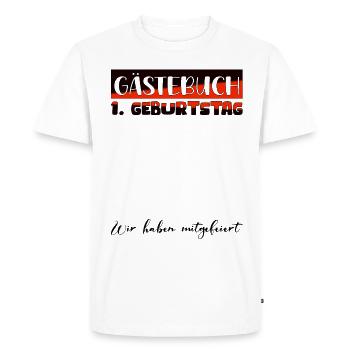1er cadeau d’anniversaire filles garçons livre d’or - T-shirt Premium bio Homme - blanc - Devant - Nico (187cm)