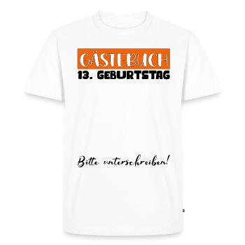 13e anniversaire cadeau filles garçons livre d’or - T-shirt Premium bio Homme - blanc - Devant - Nico (187cm)