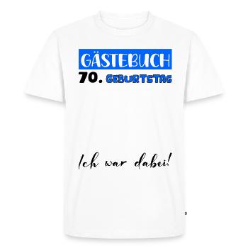 Livre d’or Décoration Homme 70e Anniversaire Tshirt Homme - T-shirt Premium bio Homme - blanc - Devant - Nico (187cm)