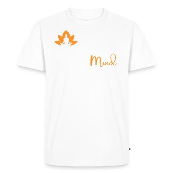 paisible Bouddha Méditation Yoga Pleine conscience - T-shirt Premium bio Homme - blanc - Devant - Nico (187cm)