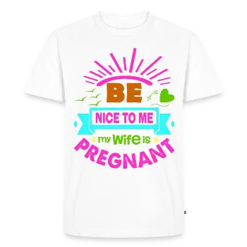Mère Enceinte Bébé Nourrisson T-shirt Maman - T-shirt Premium bio Homme - blanc - Devant - Nico (187cm)