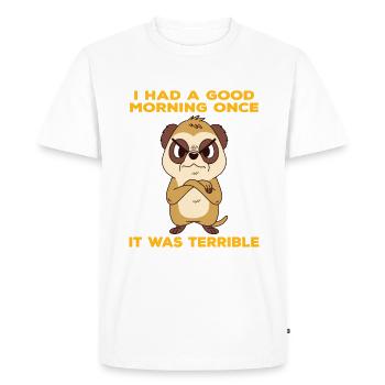 Suricate en colère terriblement bonjour - T-shirt Premium bio Homme - blanc - Devant - Nico (187cm)