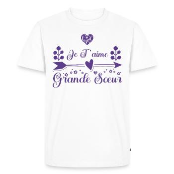 Je t'aime grande sœur. cadeau grande sœur. soeur. - T-shirt Premium bio Homme - blanc - Devant - Nico (187cm)